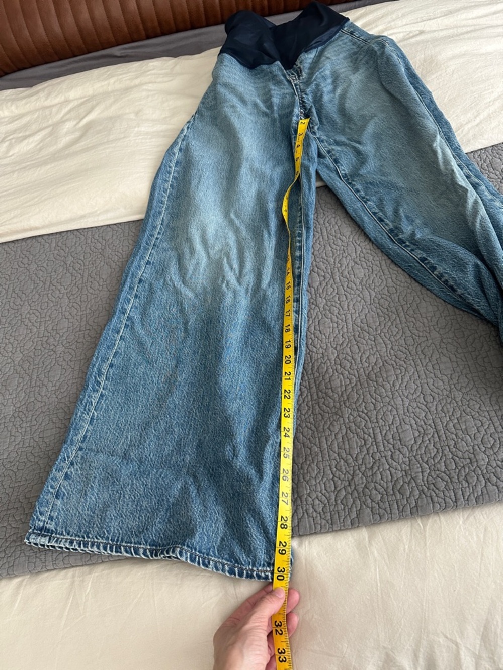NWT Madewell Maternity Light Blue Over-Belly Super SOFT Wide-Leg Jeans - Picture 6 of 7